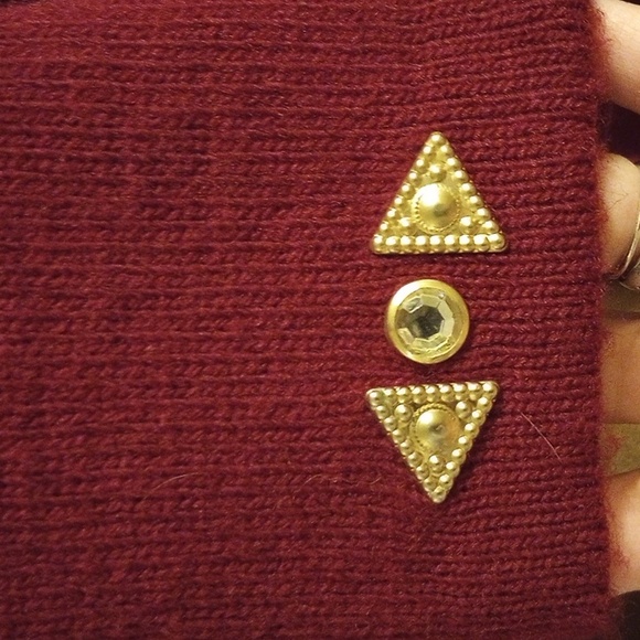 LDS OS 80's Look Beaded/Jeweled Burgundy Sweater Dress - Picture 3 of 15